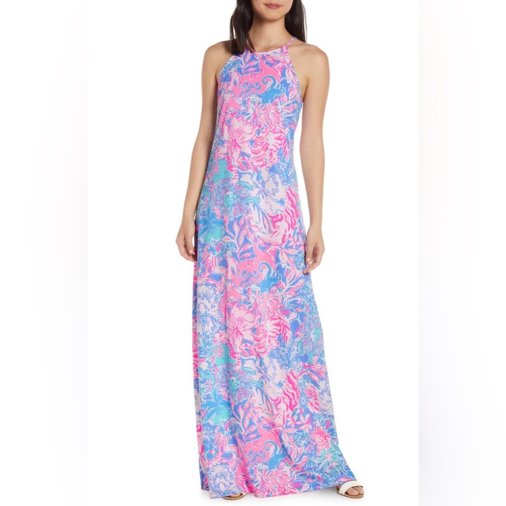 NWT Lilly Pulitzer Margot Maxi Dress in Blue Peri Viva la Lilly